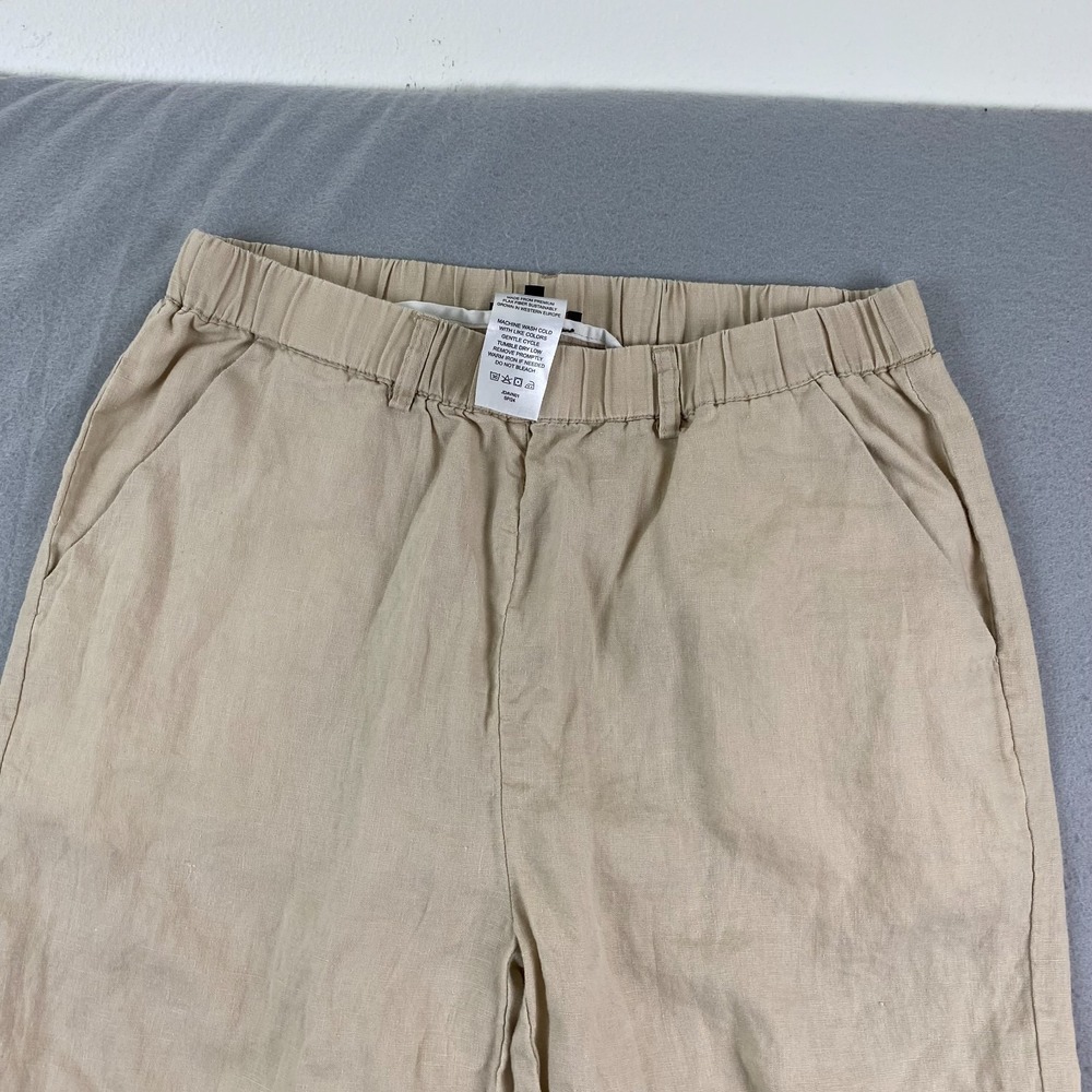 Quince Women European Linen Pants M Driftwood M Elastic Waist Cropped 25" - Picture 2 of 12